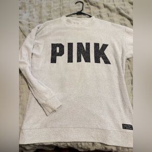 PINK Victoria's Secret White Sweater with Black Logo